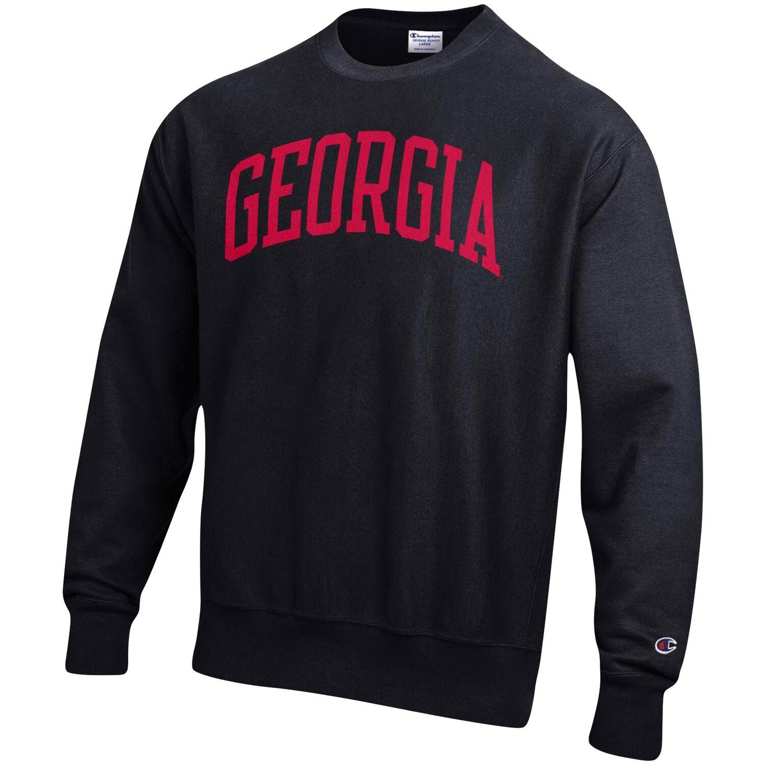 Men's Pullover Champion Black Georgia Bulldogs Arch Reverse Weave Sweatshirt