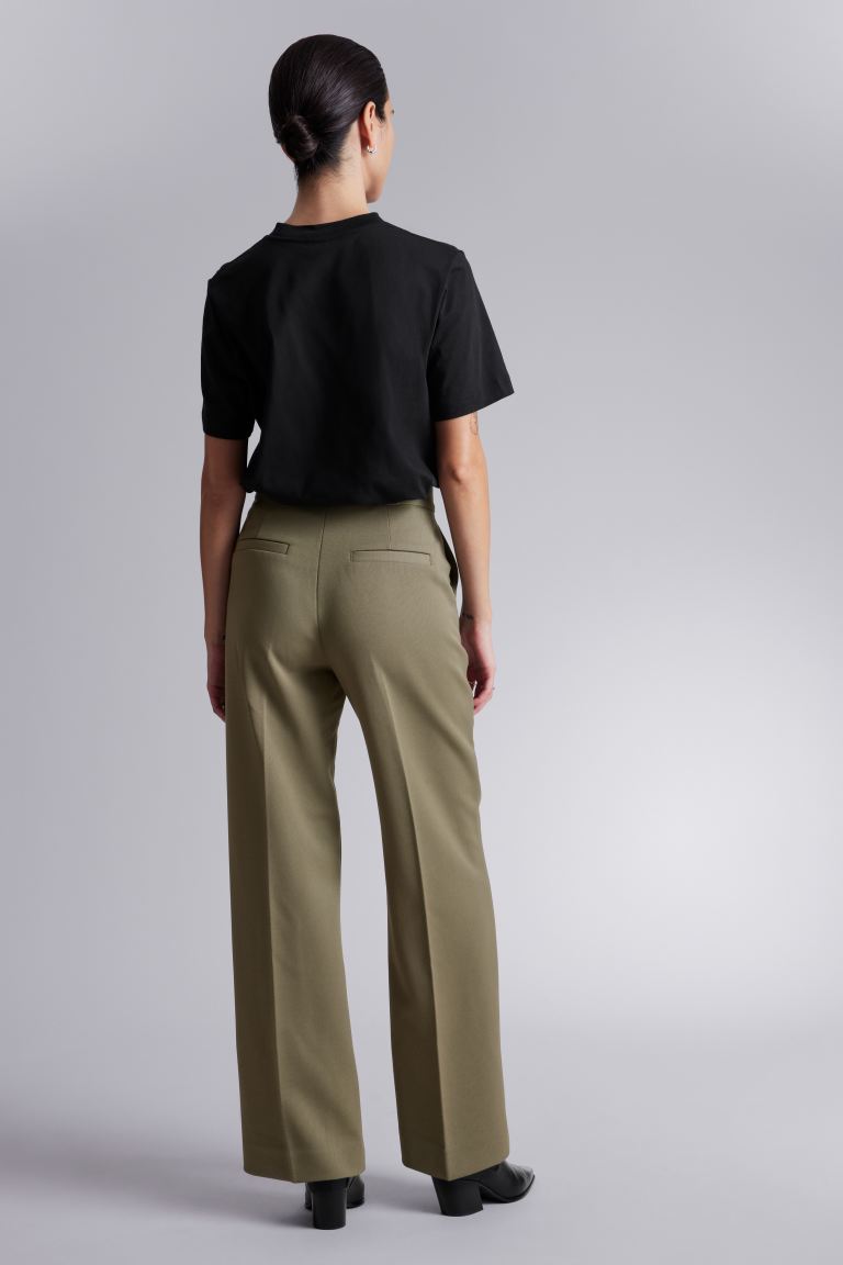 Wide-leg trousers H&M, khaki