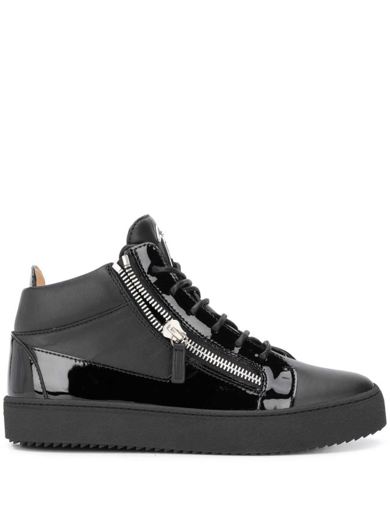 Giuseppe Zanotti Side Zip Sneakers, Black/Silver