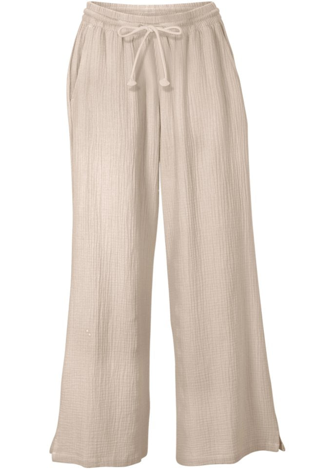 Bpc Bonprix Collection muslin palazzo pants, gray