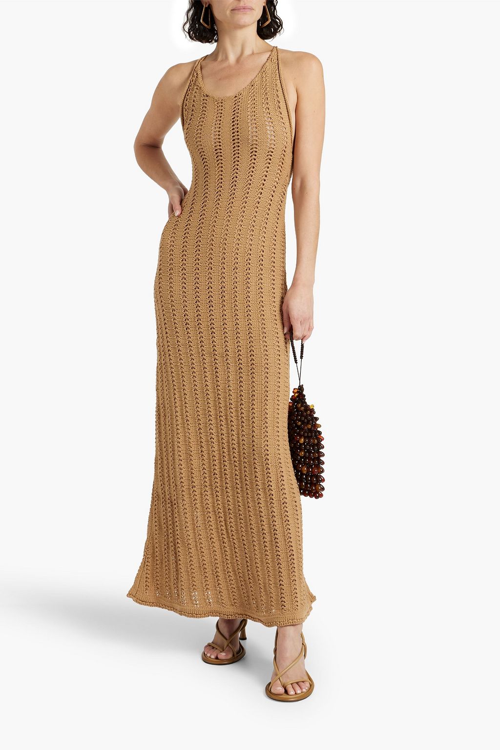 Savannah Morrow Open Knit Cotton Maxi Dress Cindy Camel