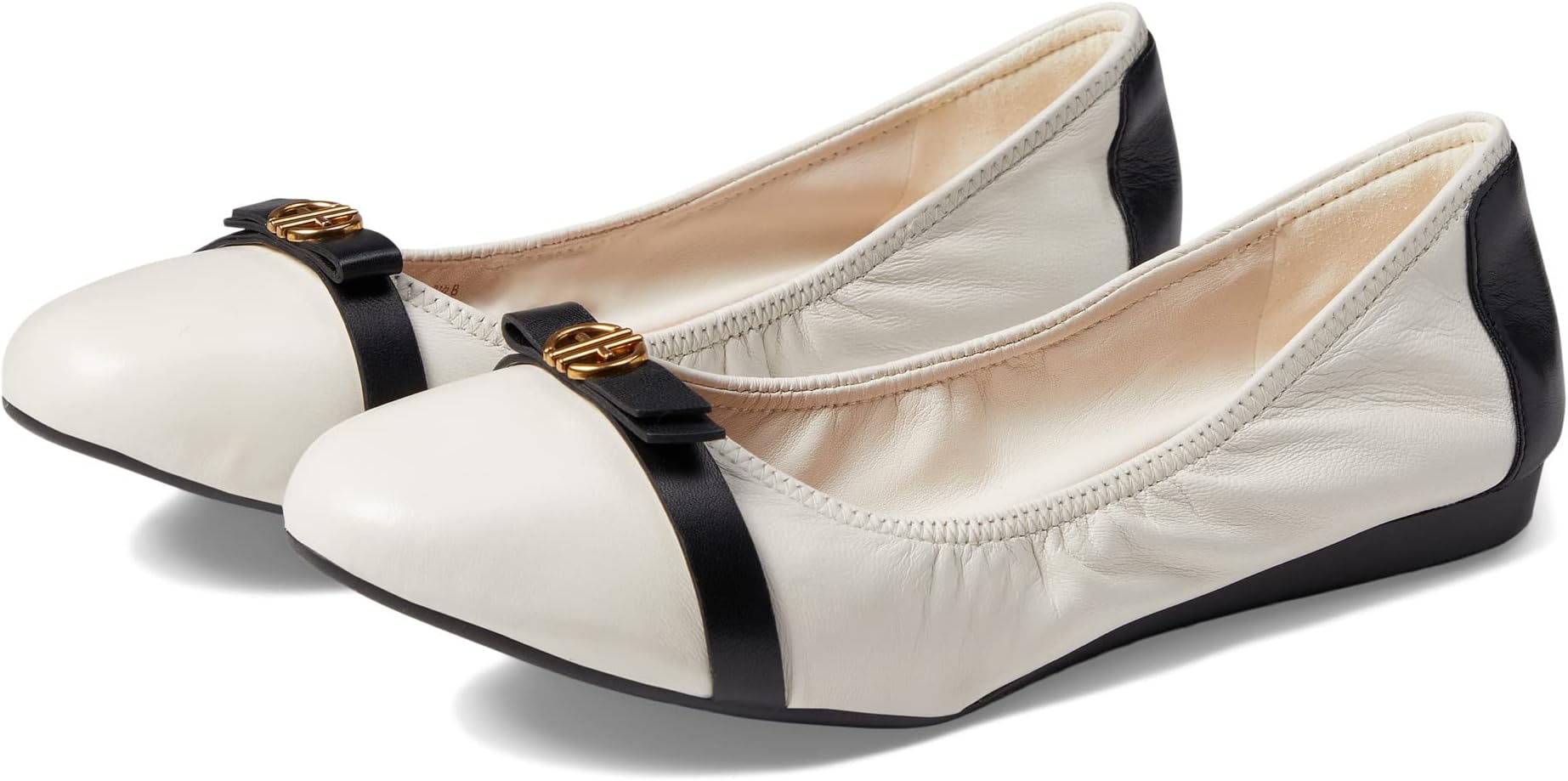 Tova Bow Ballet Cole Haan, Ivory/Black Leather