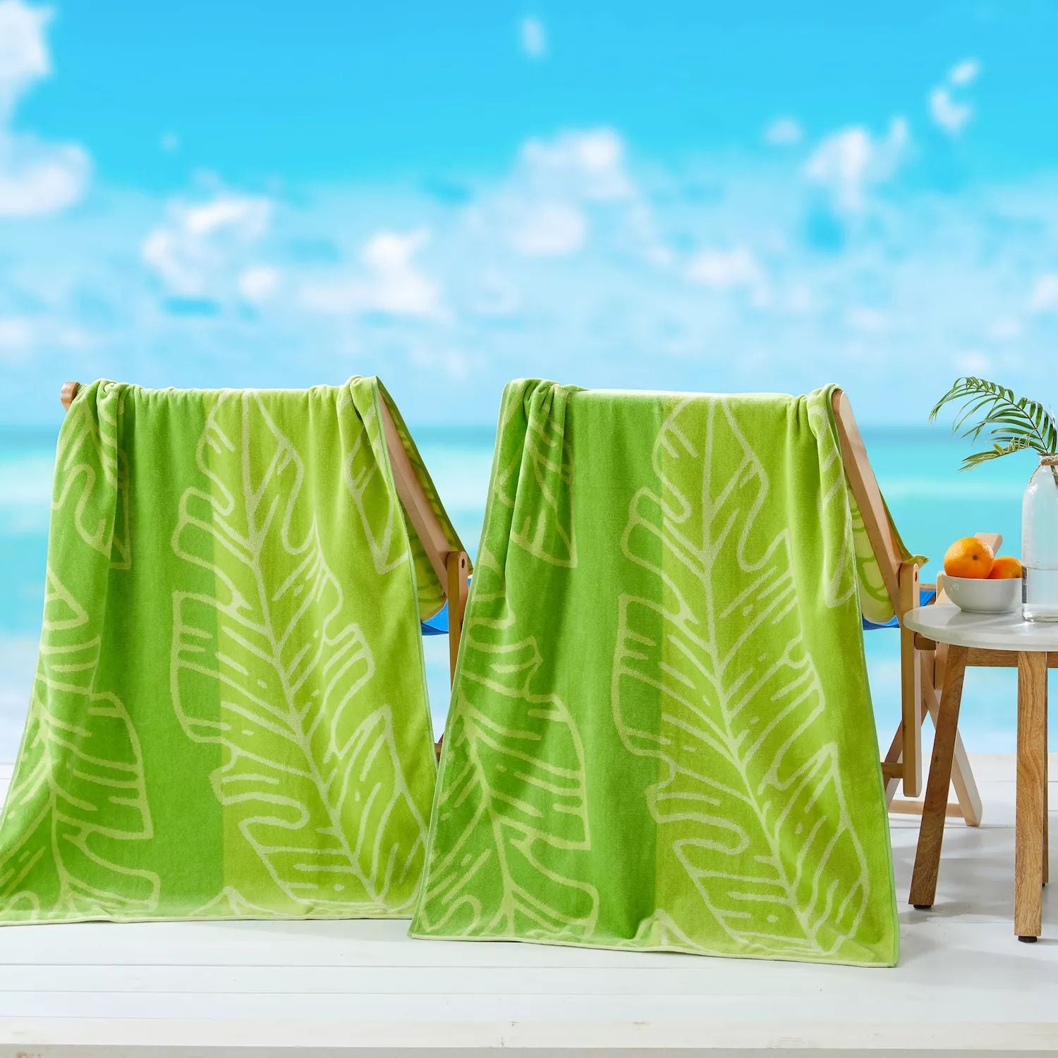 Set of 2 Great Bay Home Boca Tropical Print Beach Towels