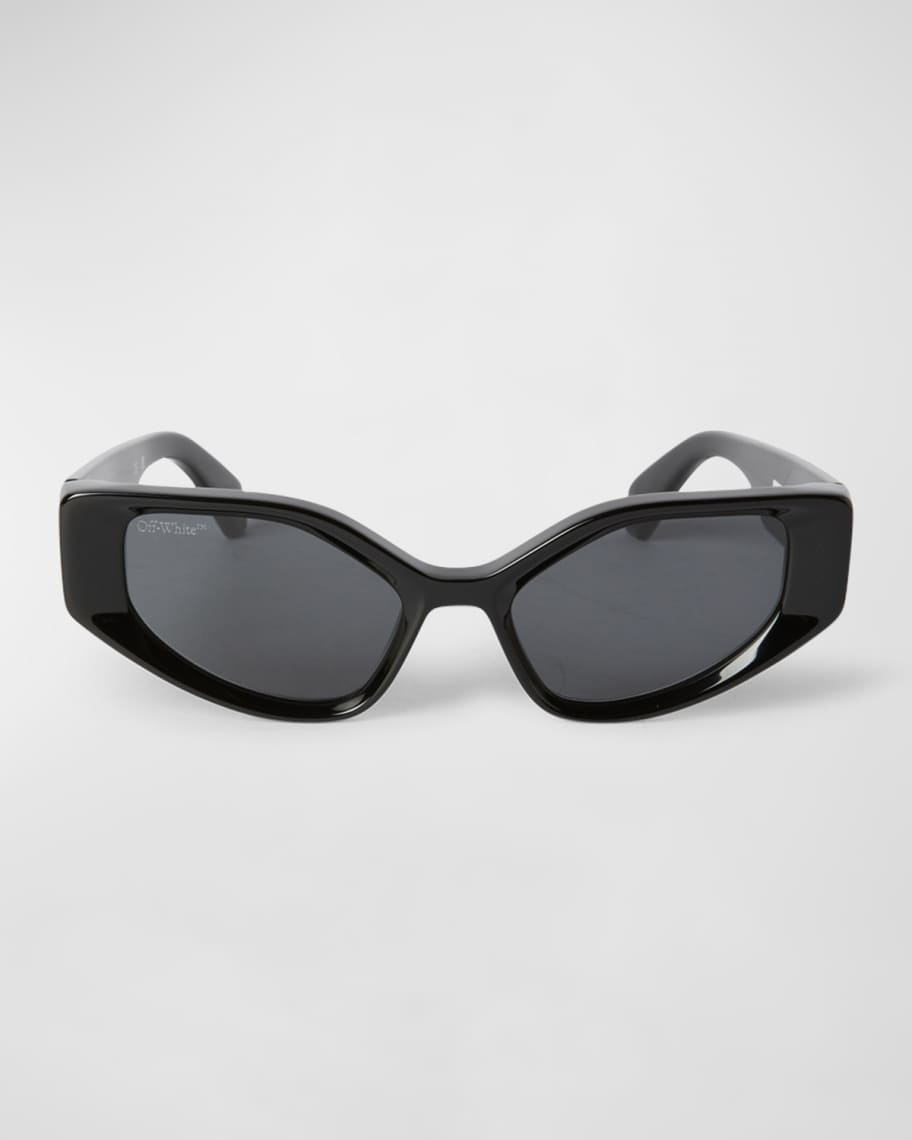 Off-White Memphis Acetate Cat Eye Sunglasses with Beveled Edge