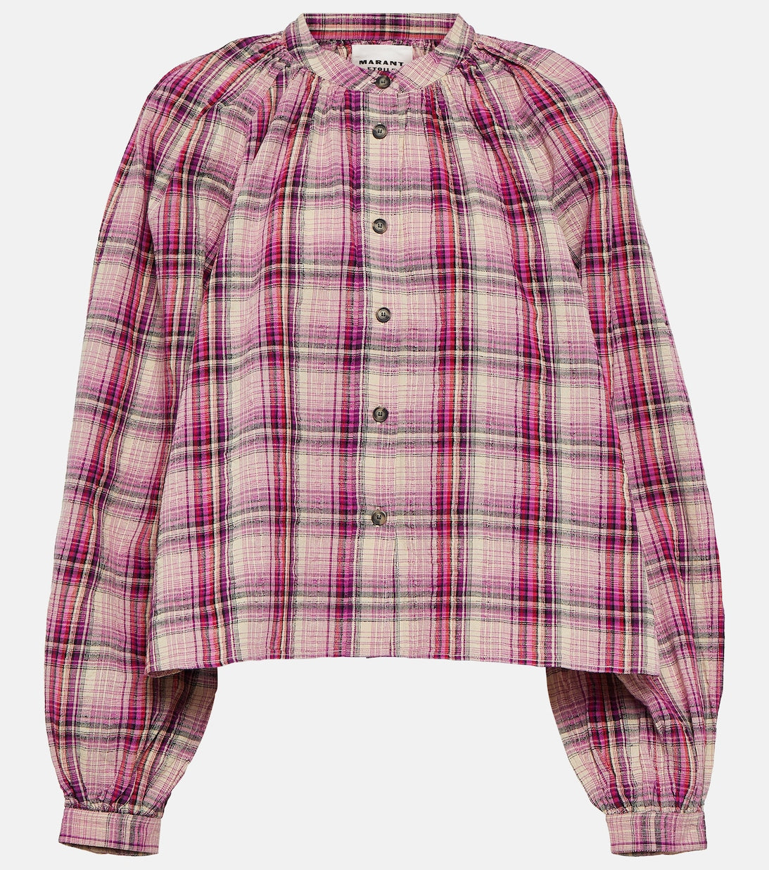 Checked cotton and linen shirt MARANT ETOILE, pink