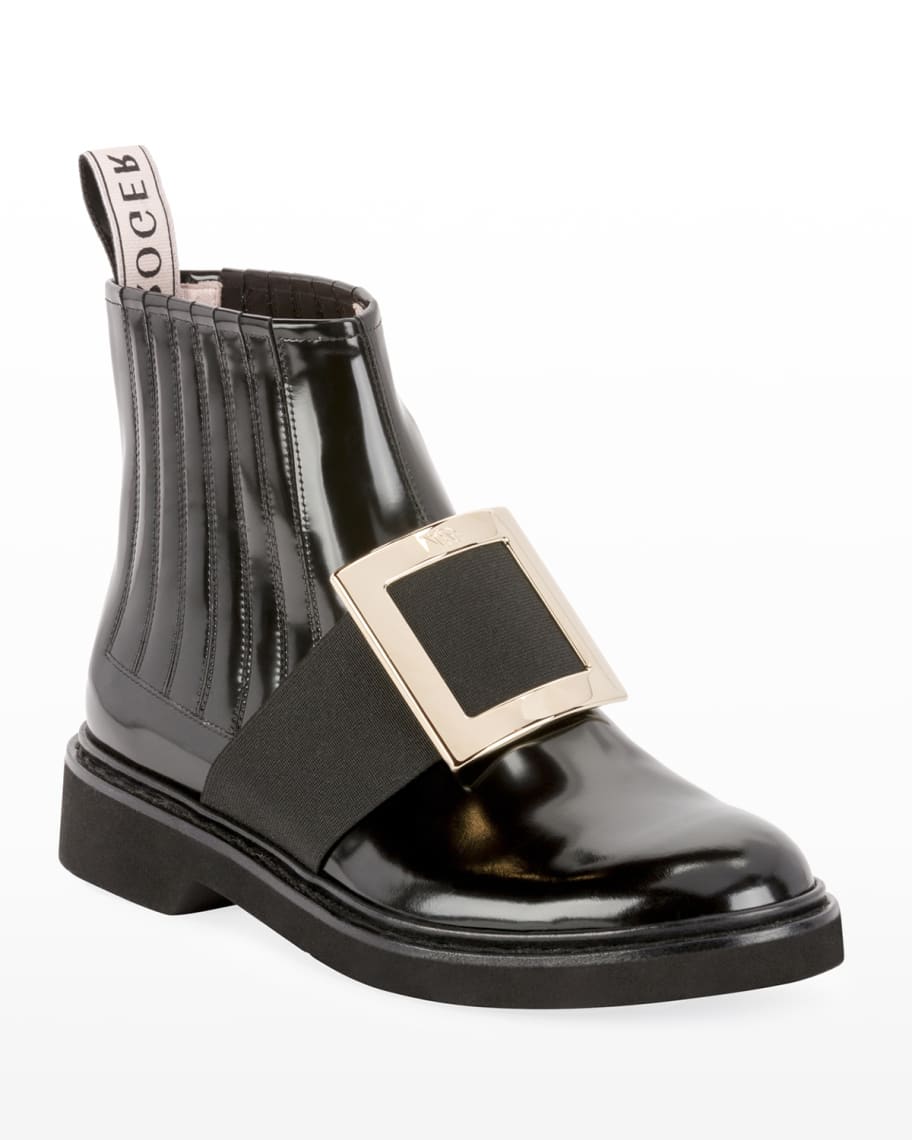 Viv Ranger patent leather ankle boots with Pilgrim Roger Vivier buckle