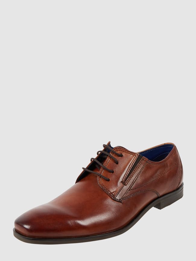 Leather lace-up shoes, model Savio Evo bugatti, cognac color