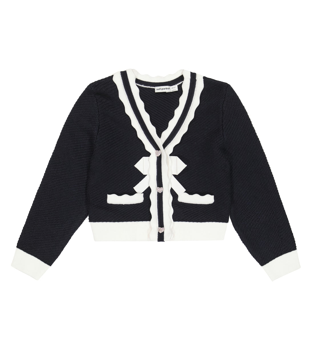 Self-Portrait cotton and wool cardigan, blue