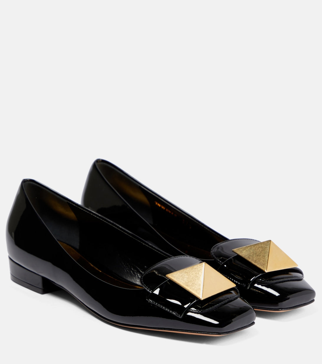 Valentino Garavani One Stud patent ballet flats, black