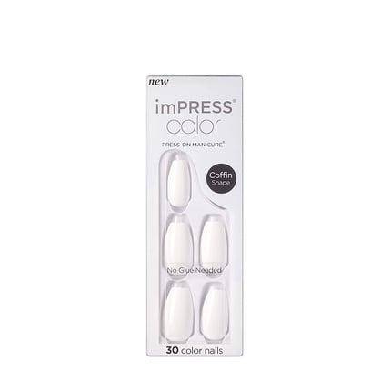 مجموعة مانيكير Kiss Color Press-On Nails بدون طلاء أظافر، 30 أظافر صناعية، Impress