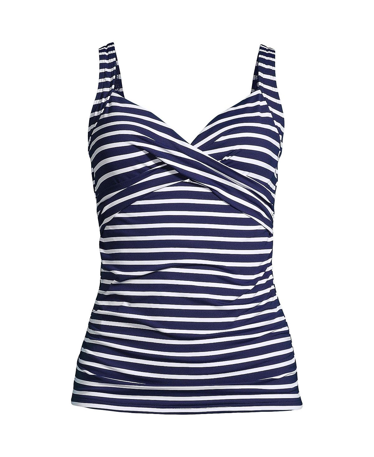 Lands' End Women's Long V Neck Underwire Tankini Swimsuit With Adjustable Straps