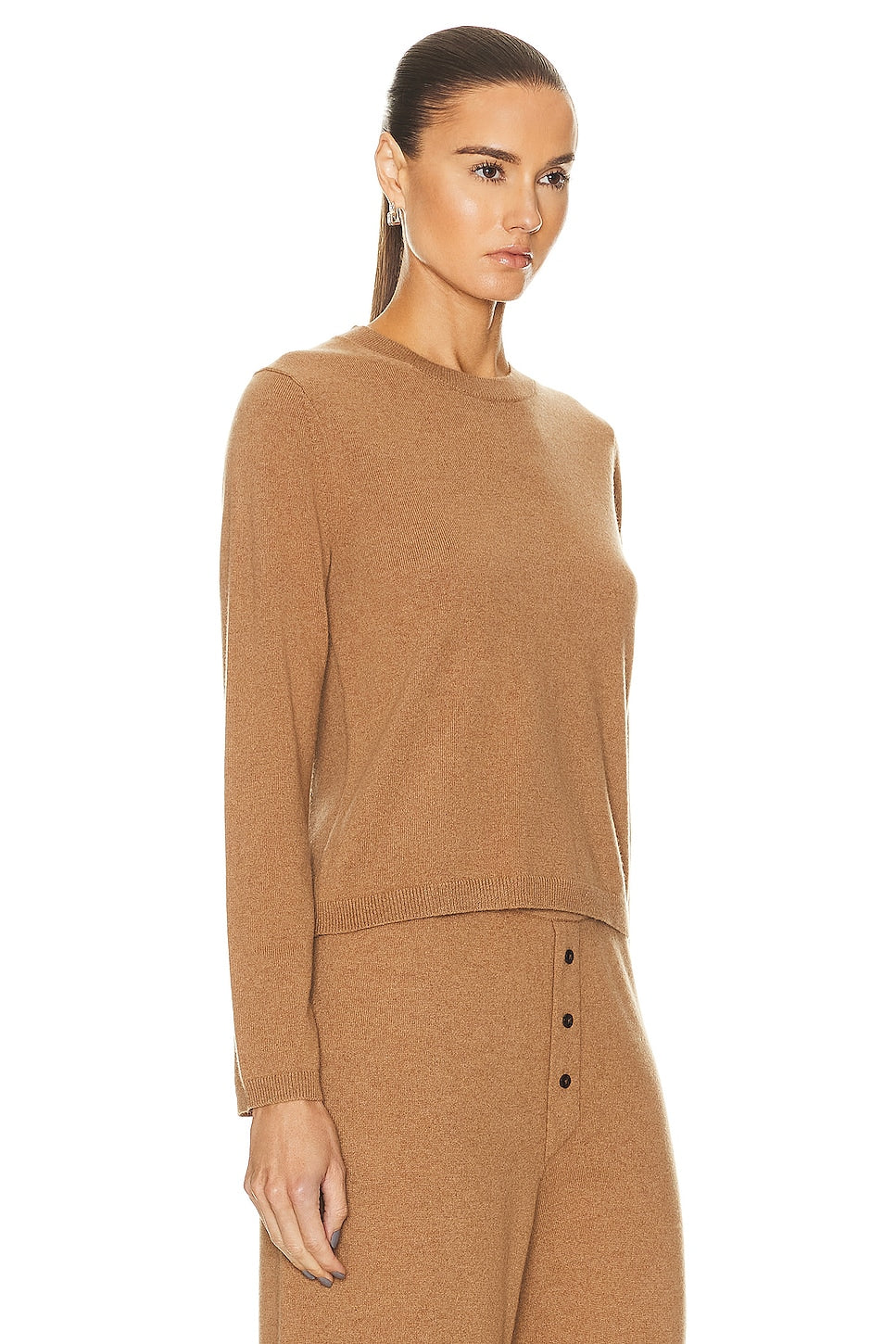 Guest In Residence Shrunken Crew Top Sweater, Almond color