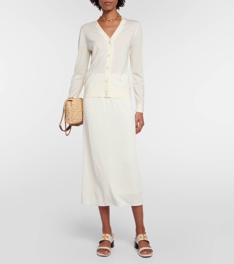 Simone wool and silk cardigan TORY BURCH, white