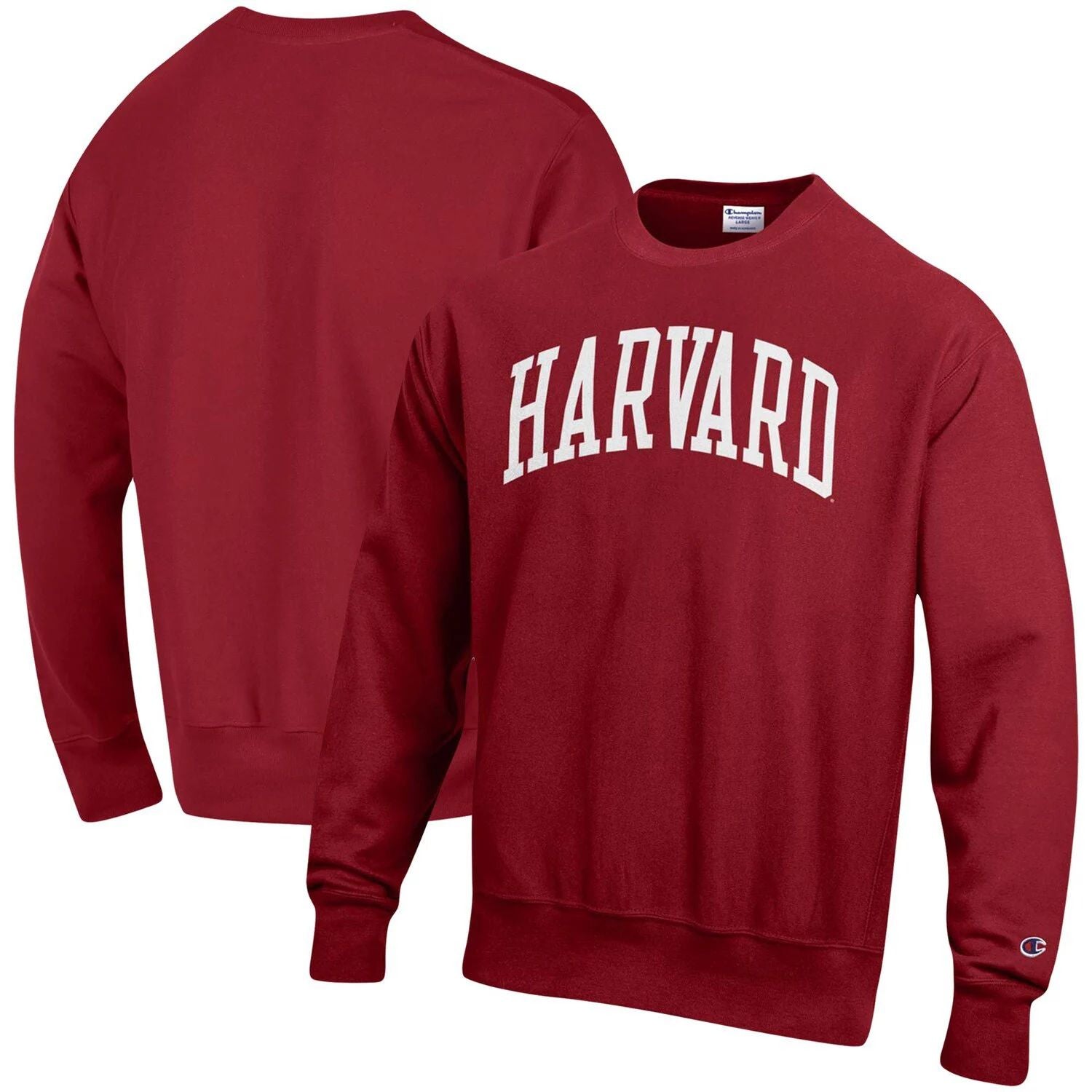 Crimson Men's Reverse Knit Pullover Harvard Crimson Arch Champion Sweatshirt