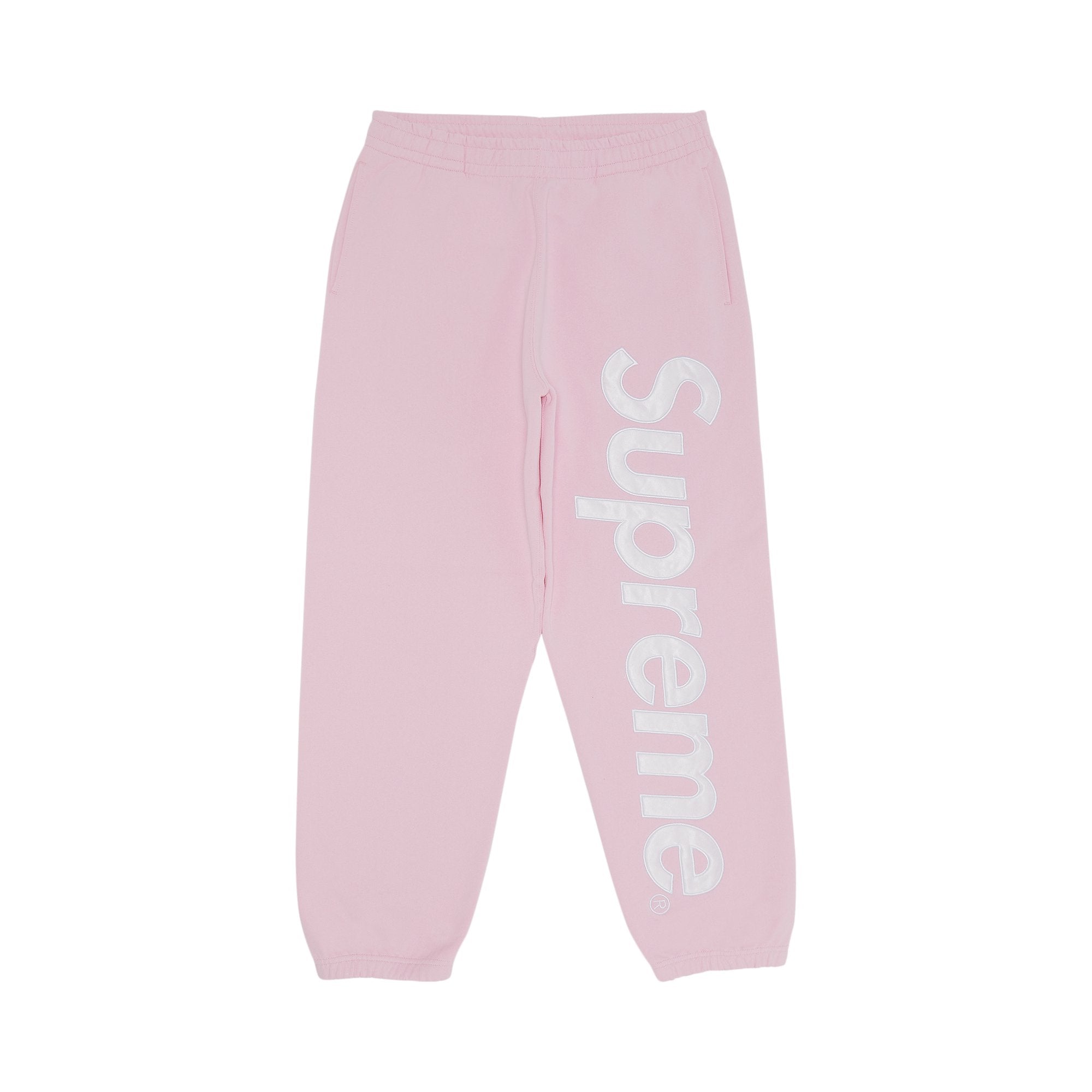 Supreme Appliqued Satin Sweatpants, Light Pink