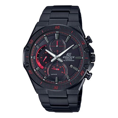 CASIO Watch Waterproof EDIFICE Sapphire Crystal Solar Powered Mens Black Analog, black