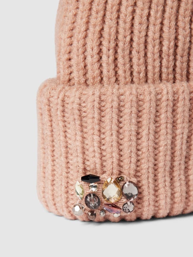 Beanie hat with decorative stones from Loevenich, dusty pink