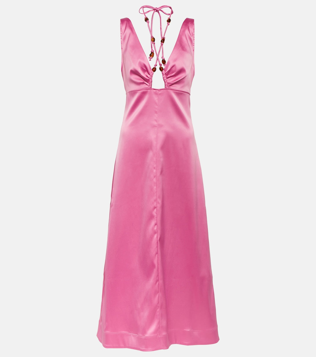 Satin midi dress GANNI, pink