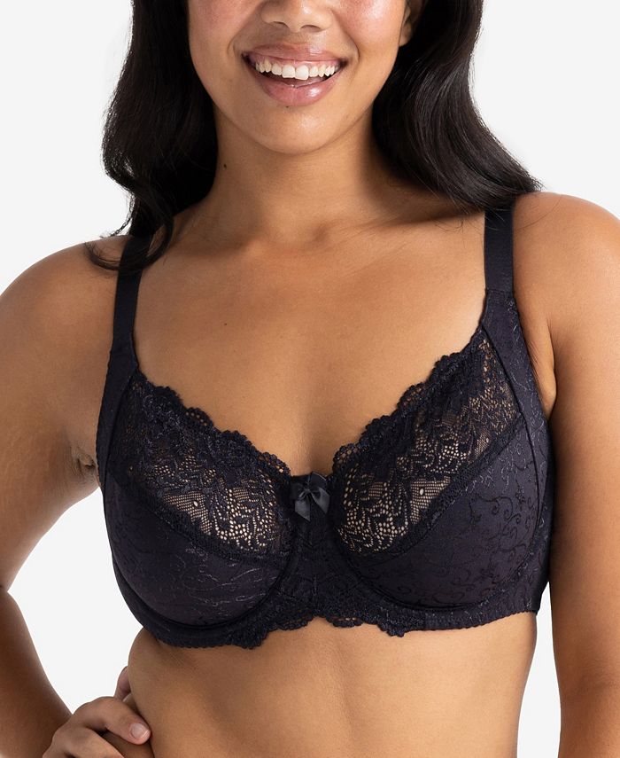 Women's lace demi-season bra for a full figure without padding Philippa D15006A Dorina, black