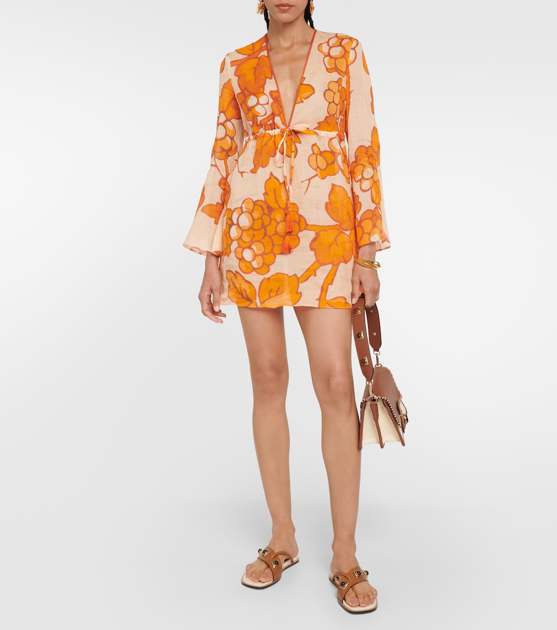 Ramie tunic with Etro print, orange