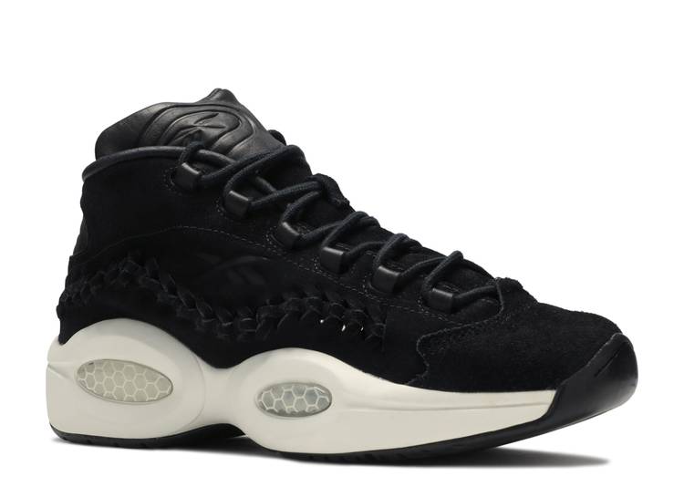 حذاء رياضي Reebok HALL OF FAME X QUESTION MID 'BLACK BRAID' باللون الأسود