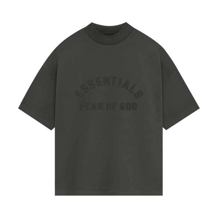 تي شيرت Fear Of God Essentials ذو الأكمام القصيرة من قماش الجيرسي الثقيل "Ink"، باللون الأسود