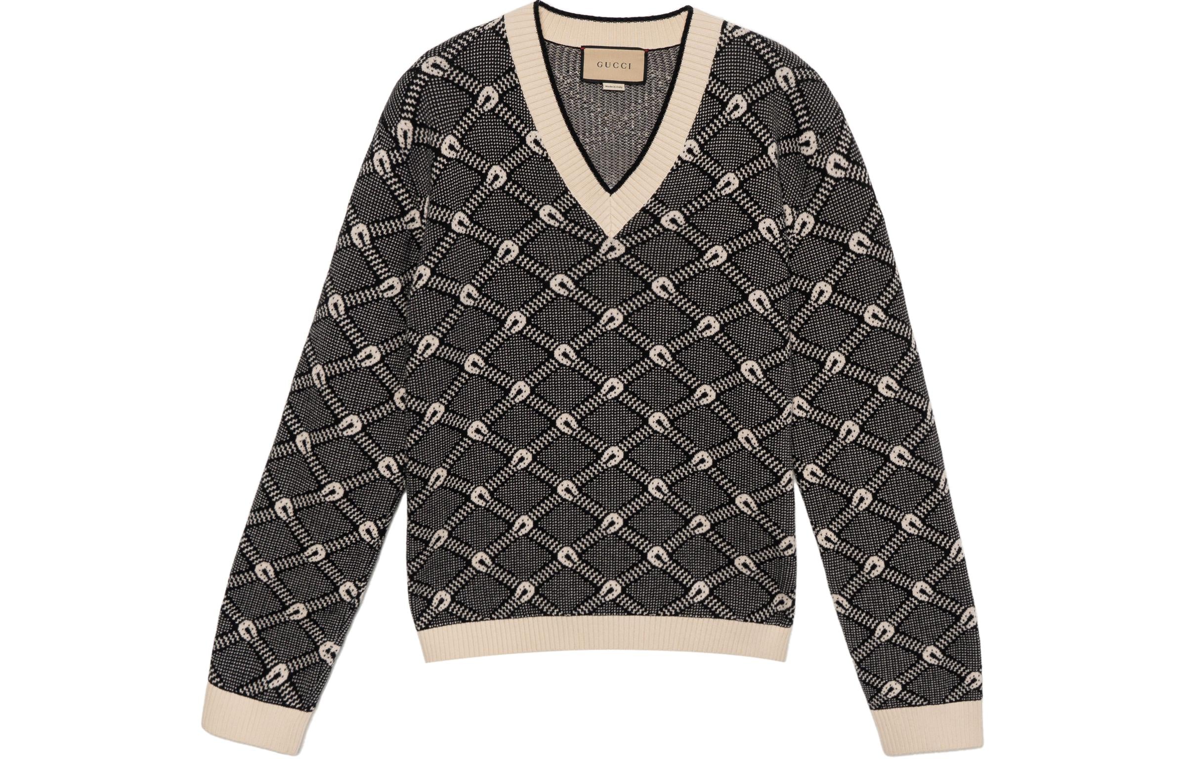 Gucci Slim-Fit Cashmere Sweater for Men, Black/White