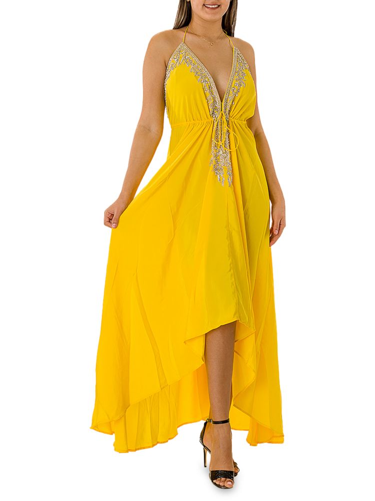 Ranee'S Tie Strap Midi Dress, Yellow