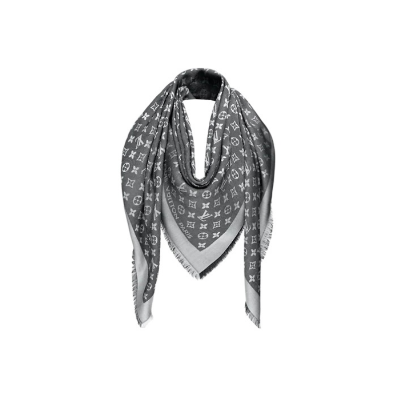 Louis Vuitton silk scarf, grey