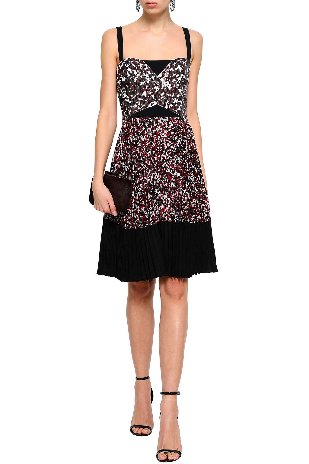 Silk crepe de Chine dress with print and sequins ROBERTO CAVALLI, black