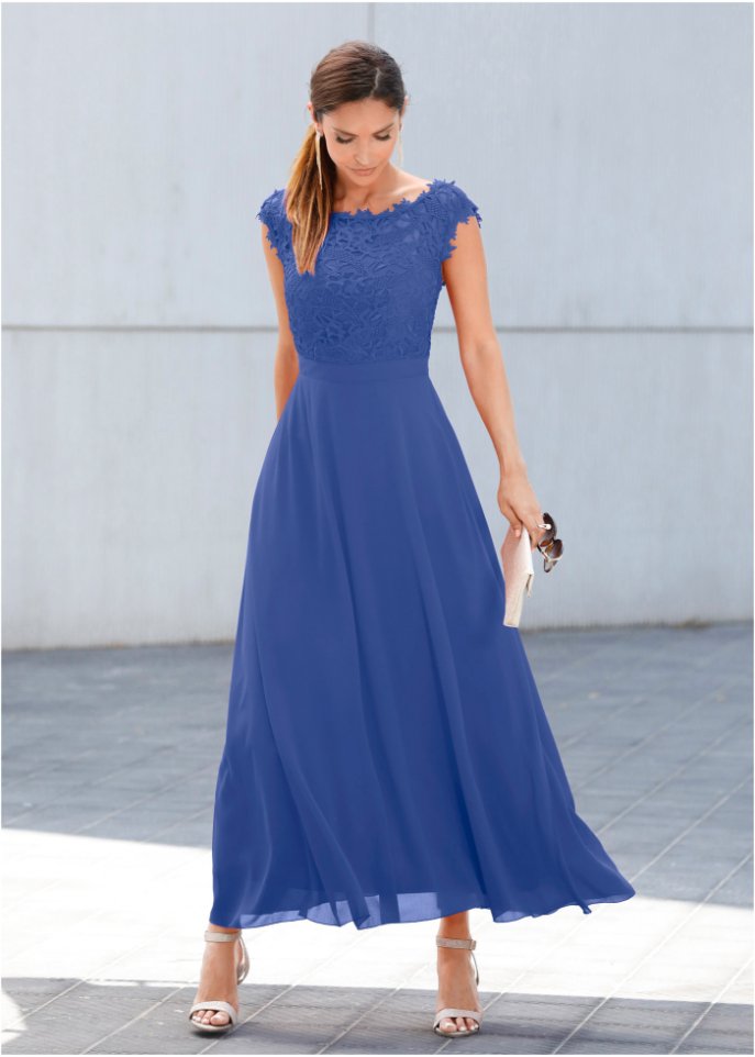 Evening maxi dress with lace Bpc Selection, blue