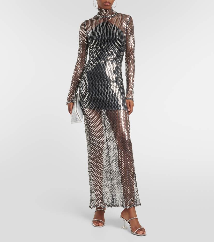 Tina semi-sheer sequin maxi dress TALLER MARMO, silver