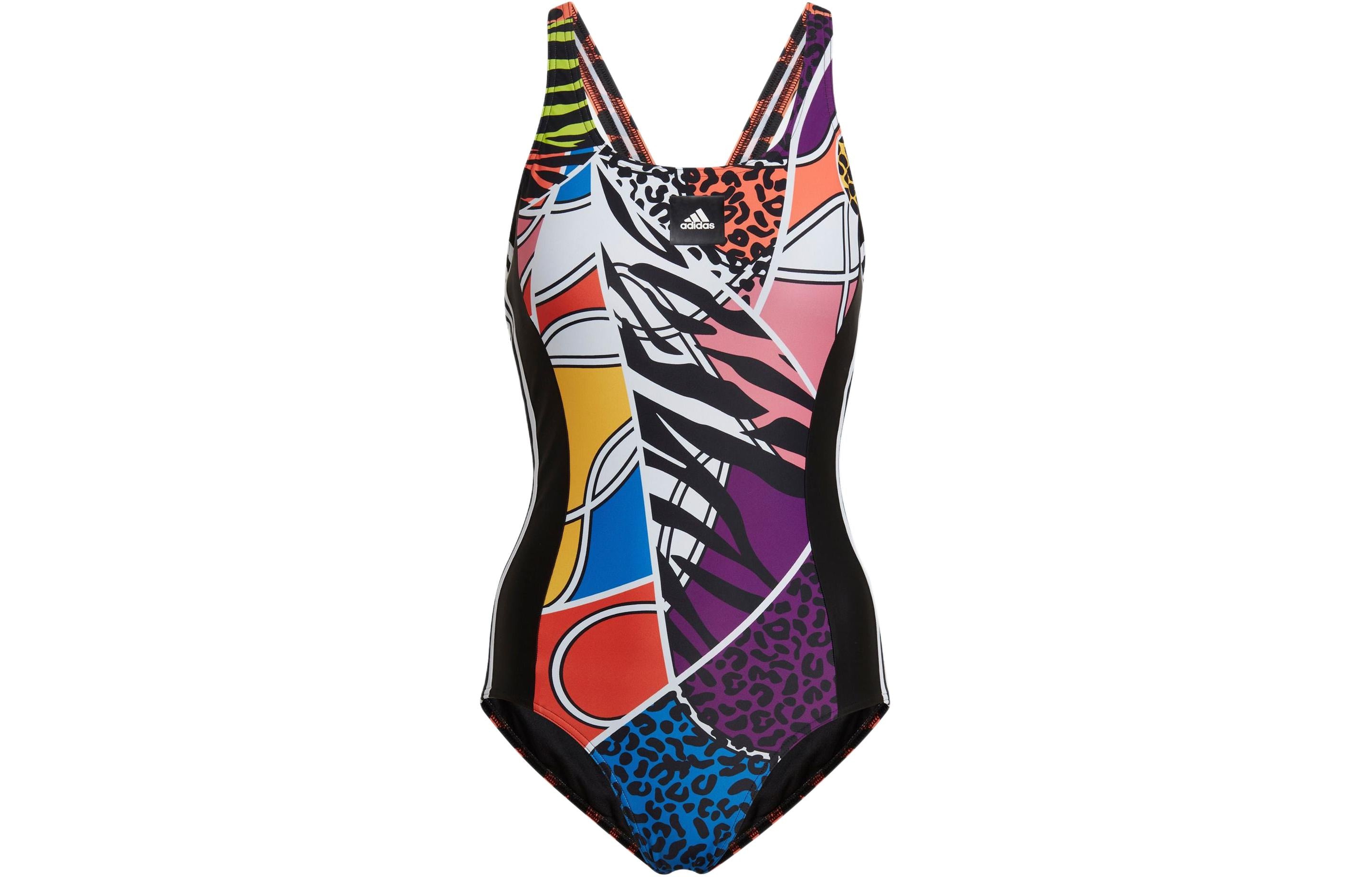 Women's One-Piece Swimsuit Orange/Black/White Adidas