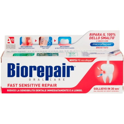 Biorepair Fast Sensitive Repair Micro-Repair Toothpaste, 2.5 oz, 75 ml, Vittleitaly