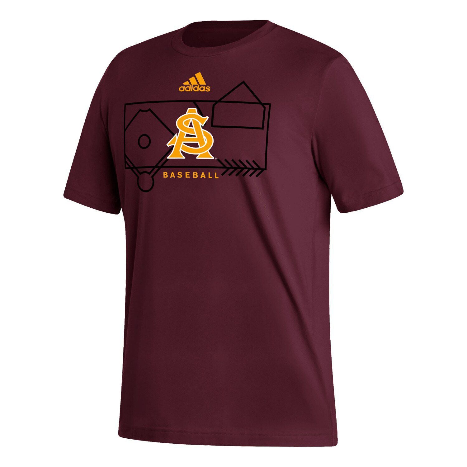 قميص كرة السلة للرجال من Arizona State Maroon Sun Devils Locker Lines من adidas