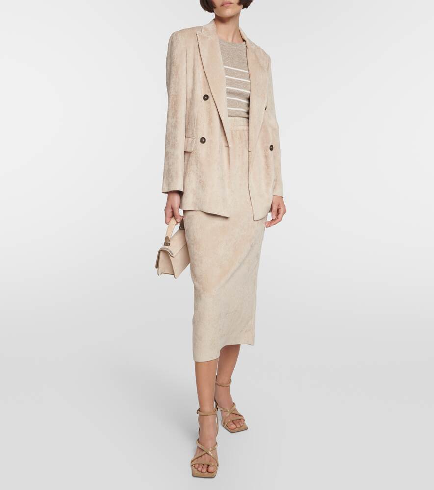 Corduroy midi pencil skirt BRUNELLO CUCINELLI, beige