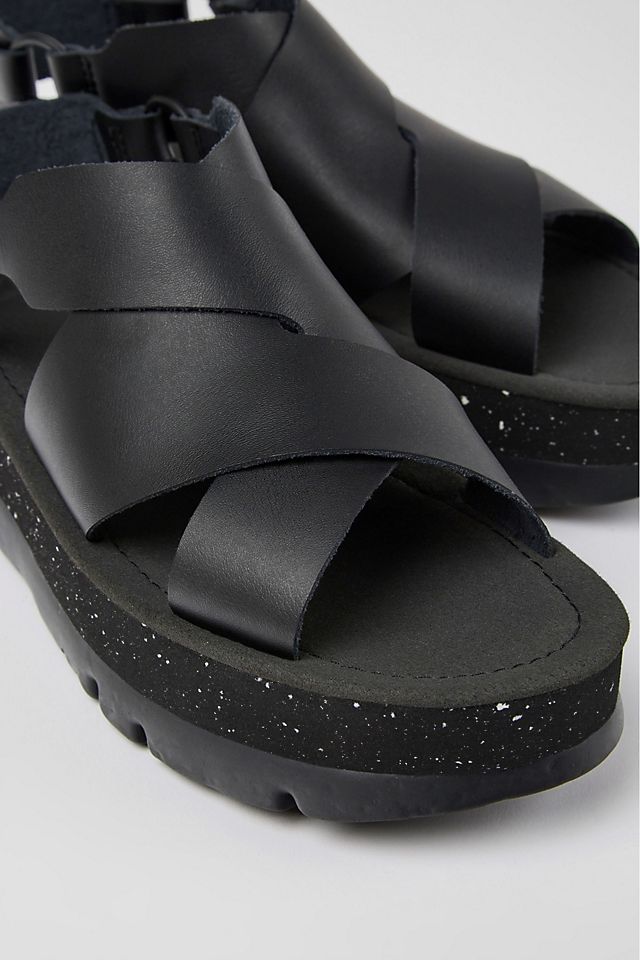 Camper Oruga Up leather sandals, black