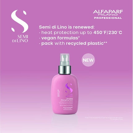 مزيل تشابك الشعر بدون شطف Semi Di Lino Moisture Nutritive مع حماية حرارية، 4.23 أونصة سائلة، Alfaparf Milano