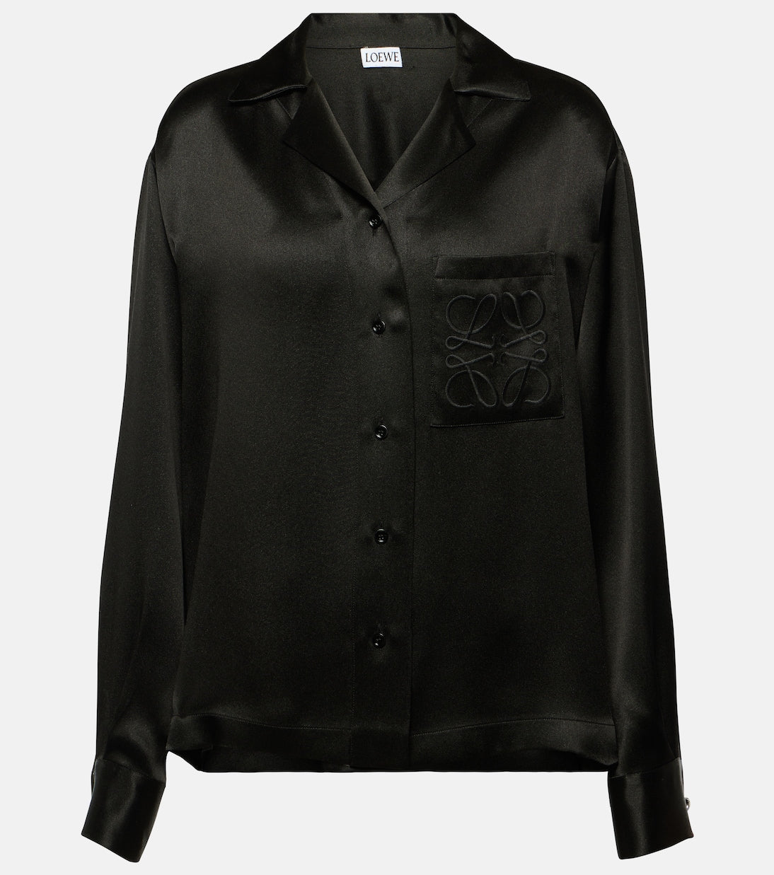 Loewe anagram silk satin shirt, black