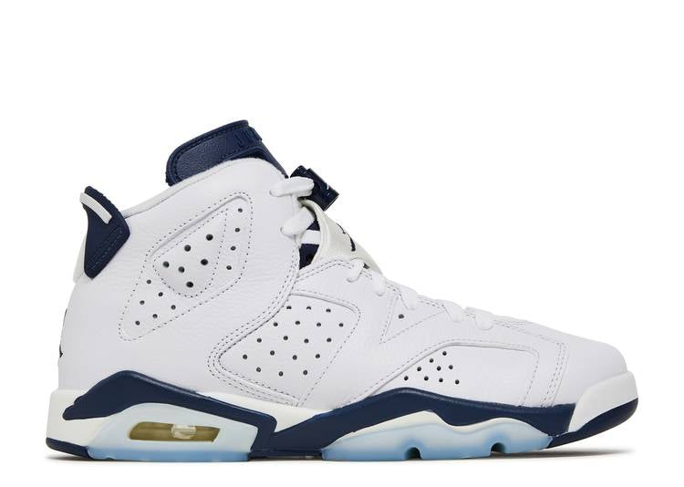 حذاء رياضي AIR JORDAN 6 RETRO GS 'MIDNIGHT NAVY' 2022، باللون الأبيض