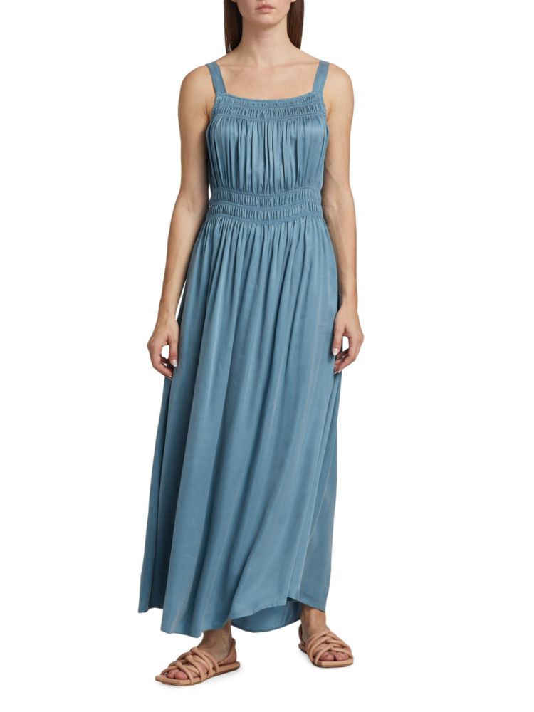 Surf Camp Elie Tahari ruched maxi dress, blue