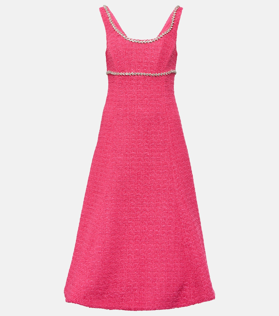 Self-Portrait embellished bouclé midi dress, pink