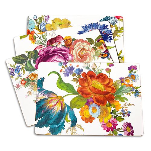 Napkins with cork back Flower Market, set of 4 pcs. Mackenzie-Childs, Multi color