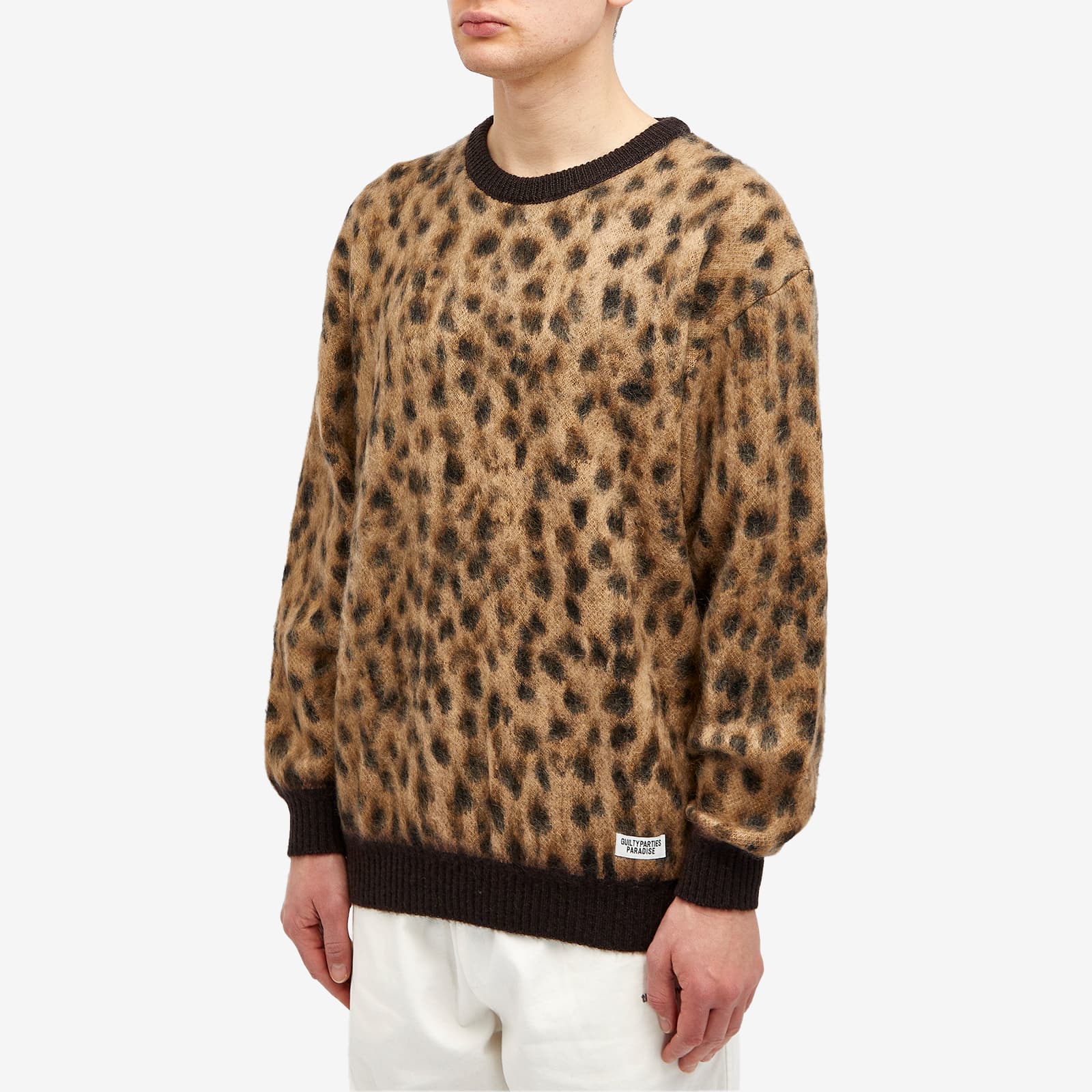 Wacko Maria Leopard Mohair Knitted jumper, beige