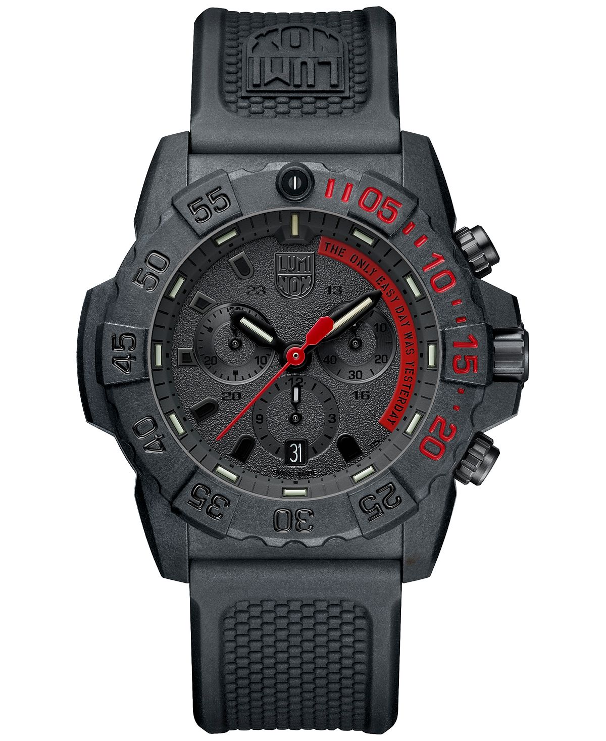 ساعة Navy Seal Dive للرجال كرونوغراف سويسرية بسوار مطاطي أسود 45 مم من Luminox