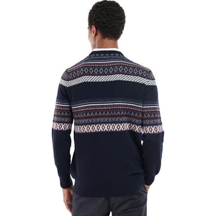 Winterborne Fairisle Men's Barbour Crew Neck Sweater, Navy Blue