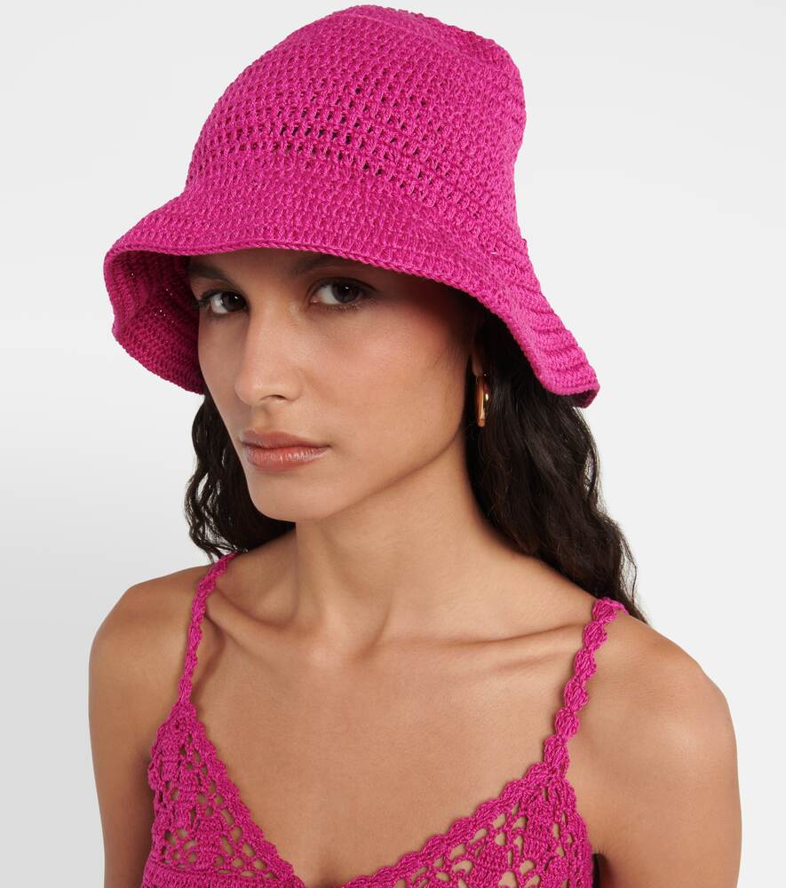 Panama crochet cotton hat Anna Kosturova, pink