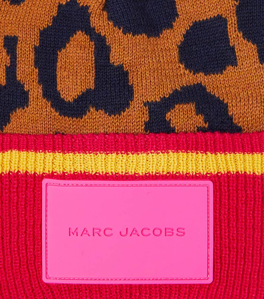 Marc Jacobs Leopard Print Ribbed Beanie Hat, Multicolor