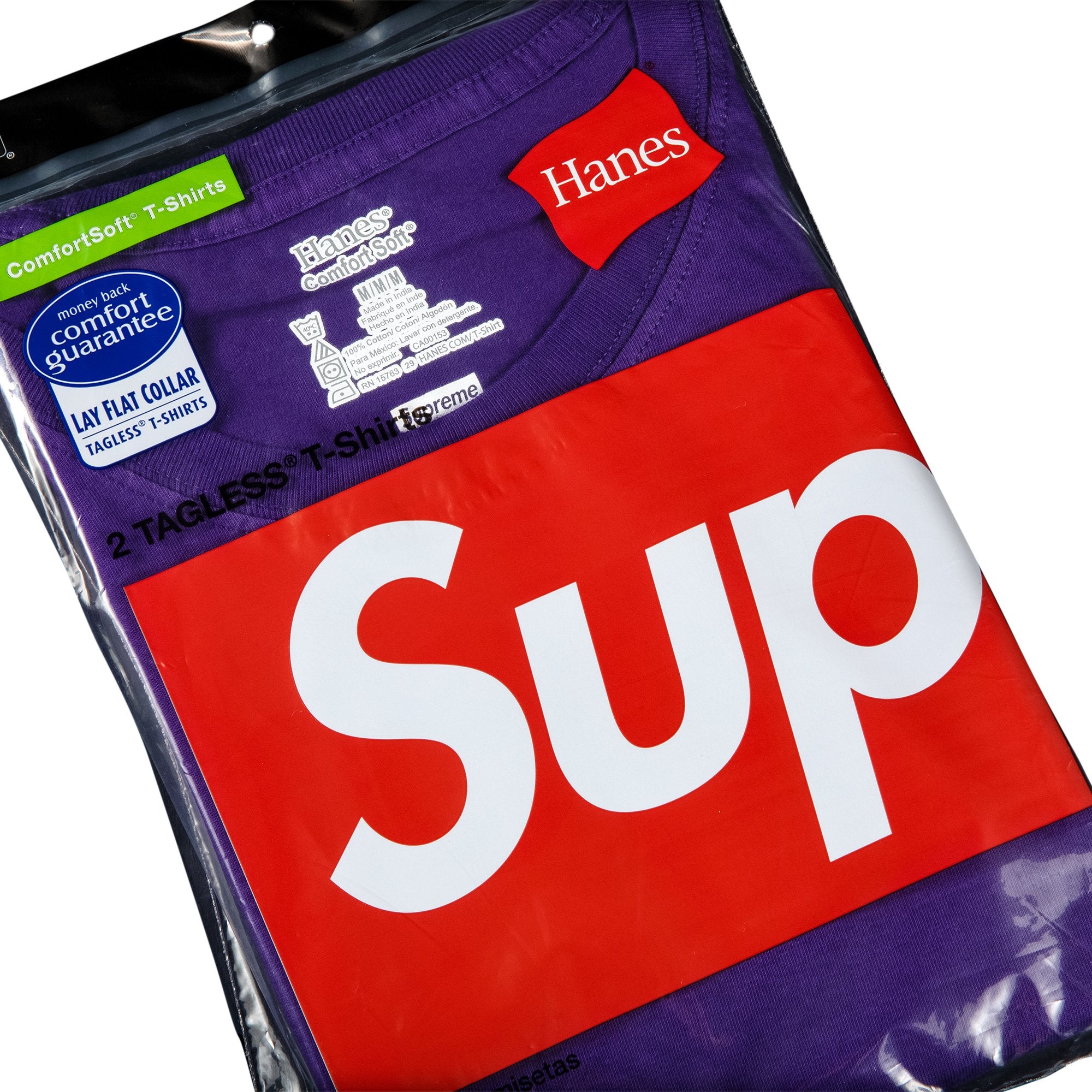 تي شيرتات Supreme x Hanes No Tag (عبوة من قطعتين)، أرجواني