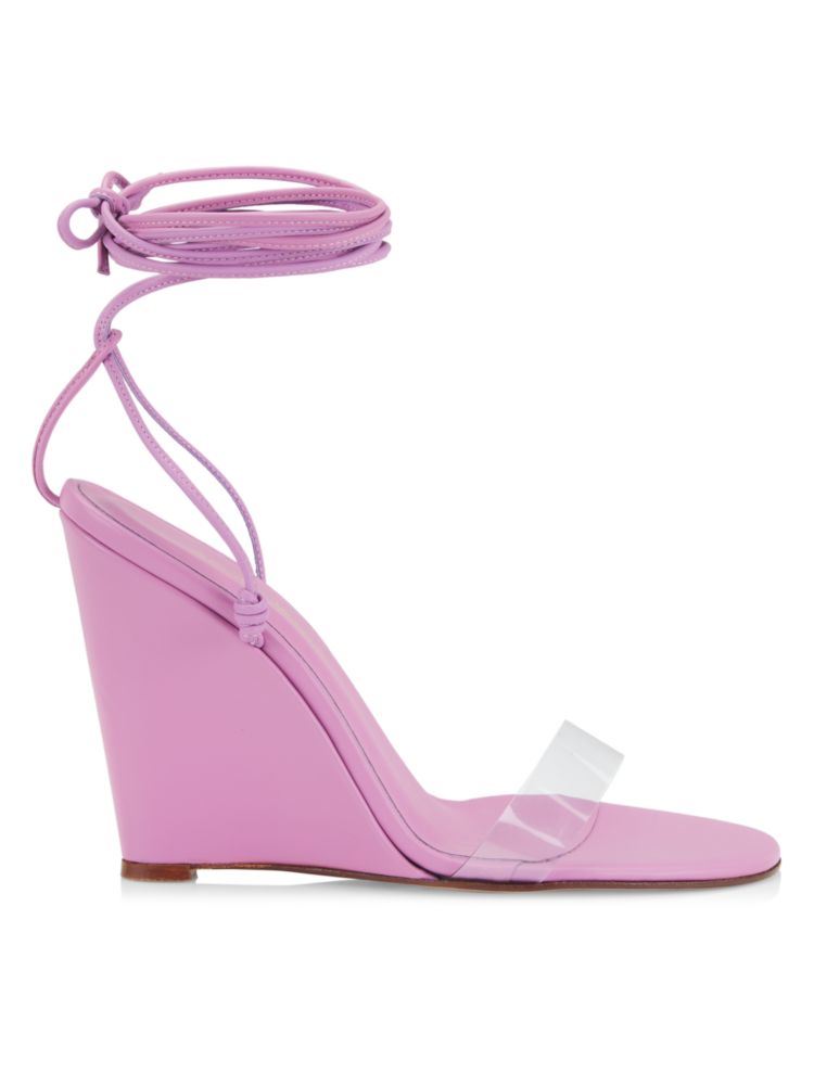 Andrea Wazen PVC and leather wedge sandals Clara, lavender